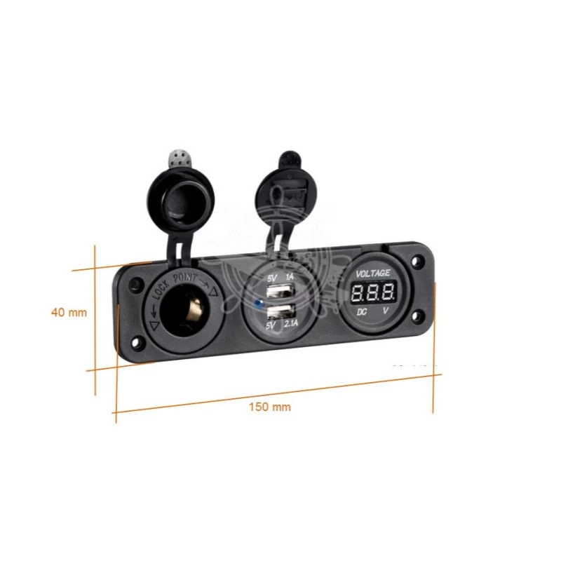 OSCULATI Prise 12V + USB + Voltmètre 2 OSCULATI Prise 12V + USB + Voltmètre – Image 2